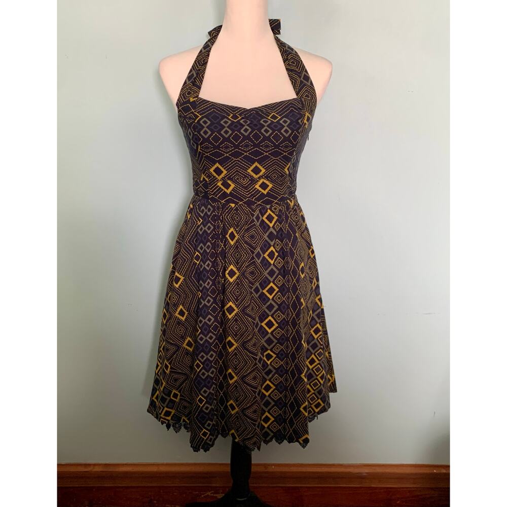Anthropologie Edme & Esyllte Rhythmic Repetition Halter Dress Size 2 - Picture 8 of 12